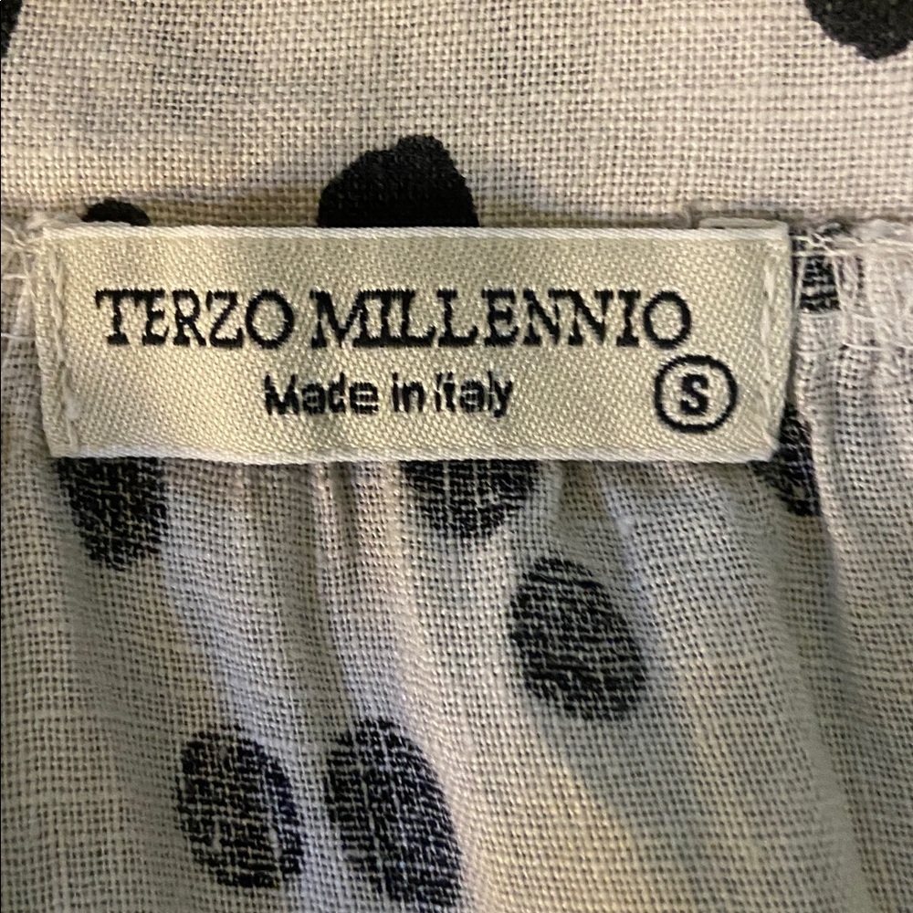 TERZO MILLENIO Made In Italy Linen Halter Babydoll Dress In Polka Dot Size Small - Picture 5 of 7